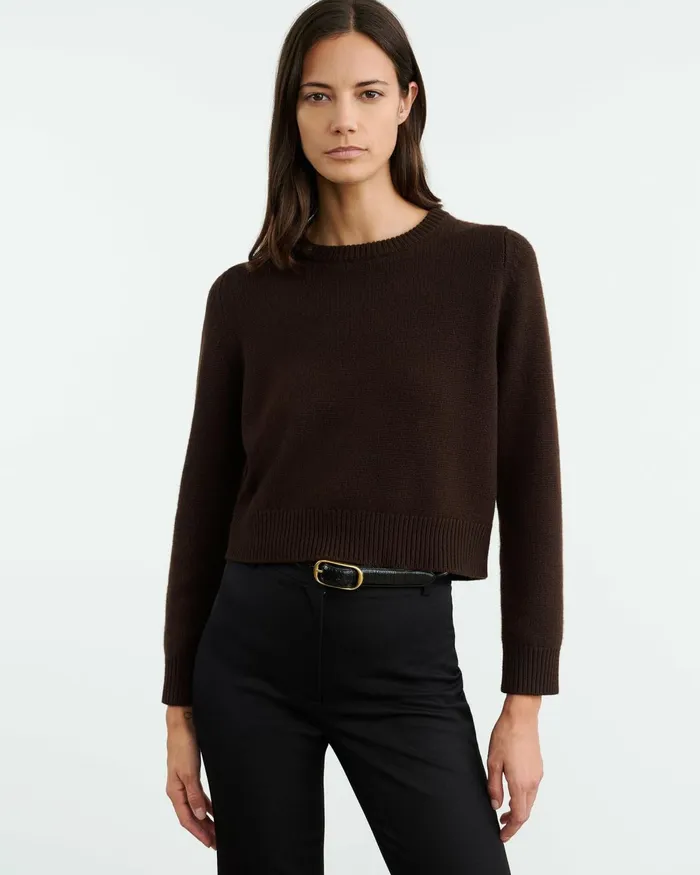 Women Knits and Sweaters Nili Lotan POPPY SWEATER Espresso