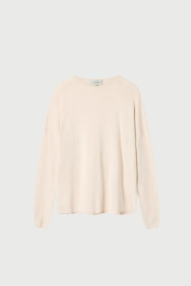 Women Knitwear And Sweaters Lee Mathews Cotton Cashmere LS Boxy Knit Oat