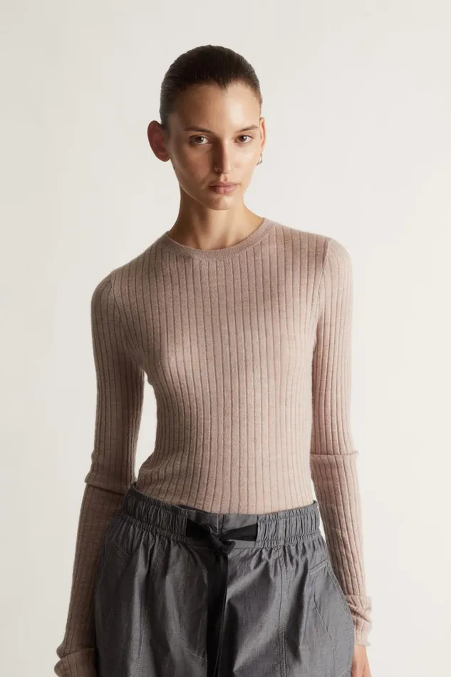 Women Knitwear And Sweaters Lee Mathews Mila Ribbed Crewneck Mauve