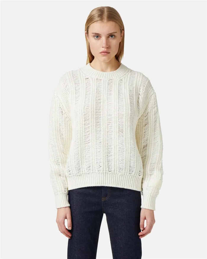 Women KNITWEAR Iceberg Crewneck Sweater In Moulin Nylon Wool