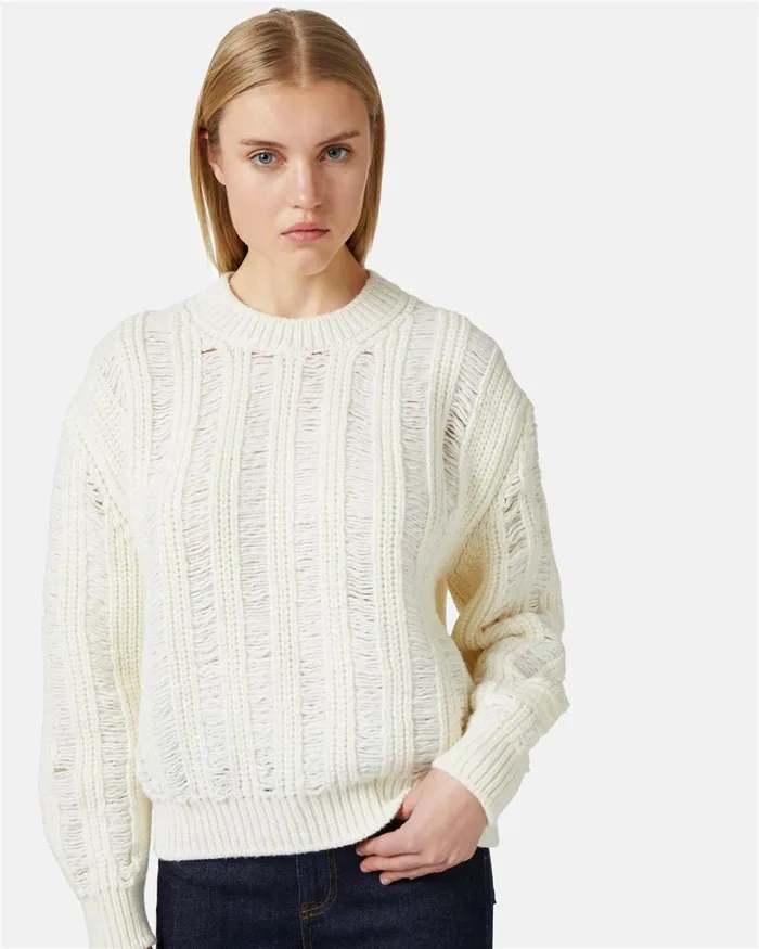 Women KNITWEAR Iceberg Crewneck Sweater In Moulin Nylon Wool