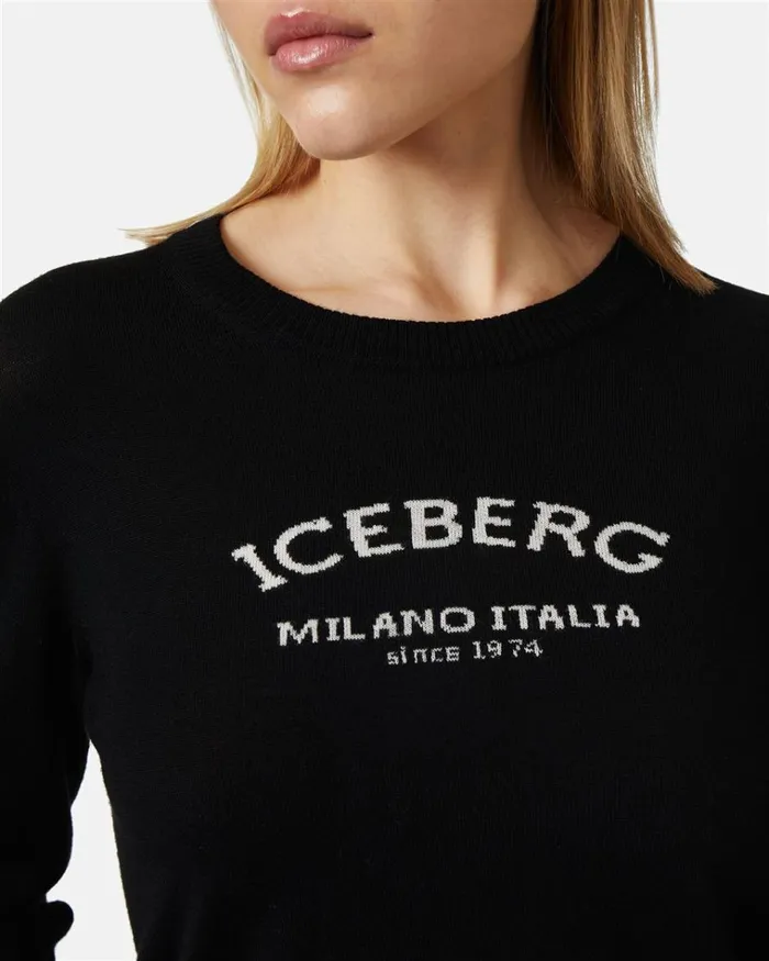 Women KNITWEAR Iceberg Crewneck Sweater With Logo Women KNITWEAR Iceberg Crewneck Sweater With Logo