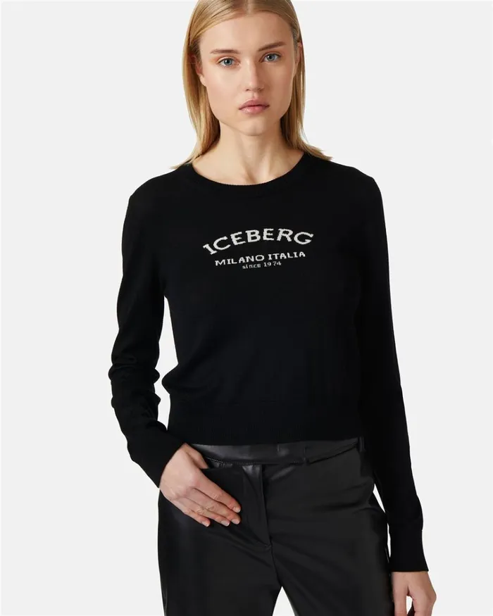 Women KNITWEAR Iceberg Crewneck Sweater With Logo Women KNITWEAR Iceberg Crewneck Sweater With Logo