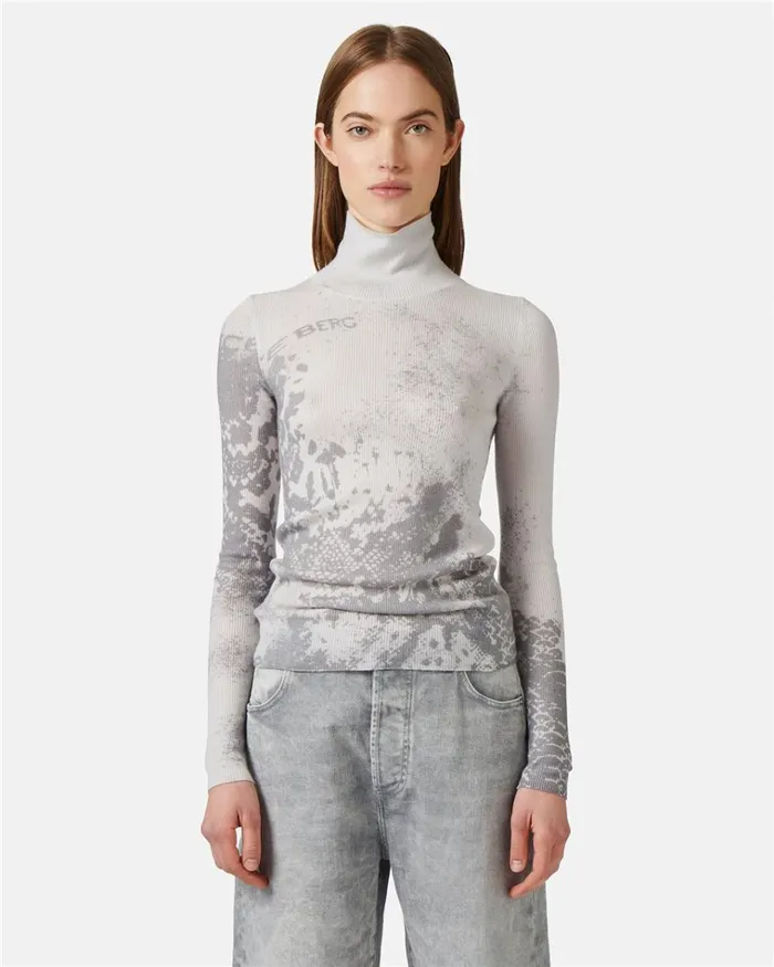 Women KNITWEAR Iceberg Slim Wool Dropped Turtleneck Sweater