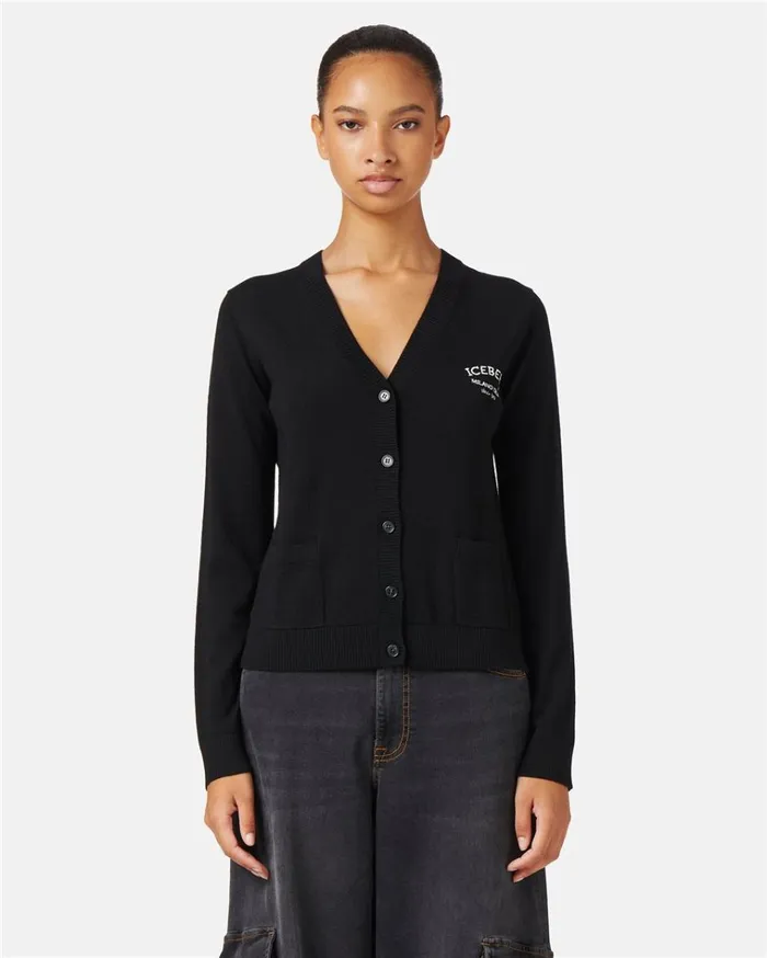 Women KNITWEAR Iceberg Small Wool Cardigan With Logo