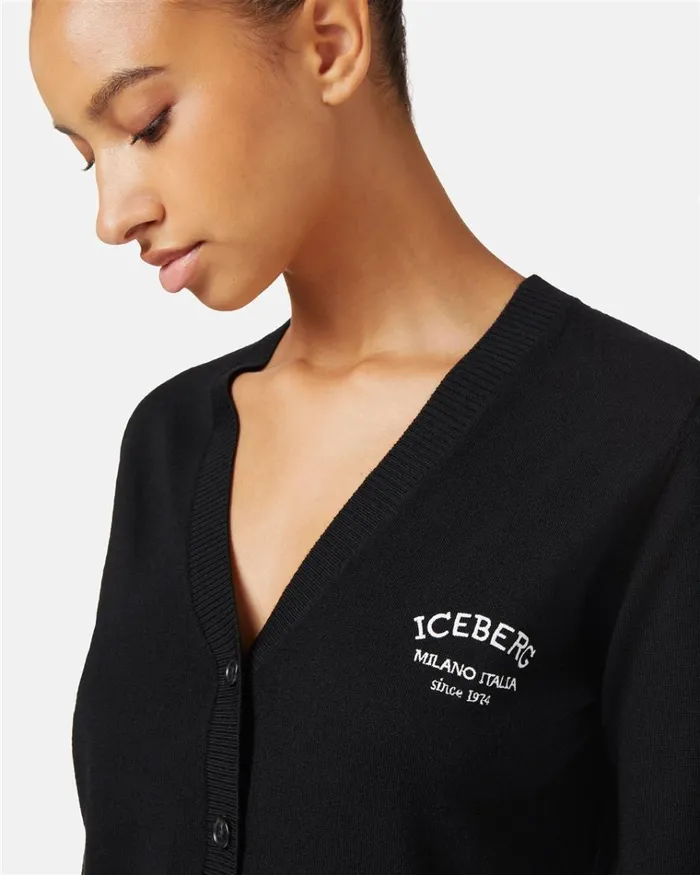 Women KNITWEAR Iceberg Small Wool Cardigan With Logo Women KNITWEAR Iceberg Small Wool Cardigan With Logo