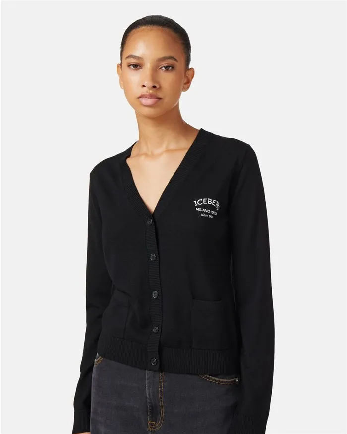 Women KNITWEAR Iceberg Small Wool Cardigan With Logo Women KNITWEAR Iceberg Small Wool Cardigan With Logo