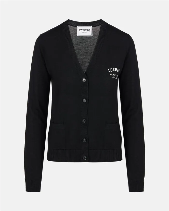 Women KNITWEAR Iceberg Small Wool Cardigan With Logo Women KNITWEAR Iceberg Small Wool Cardigan With Logo