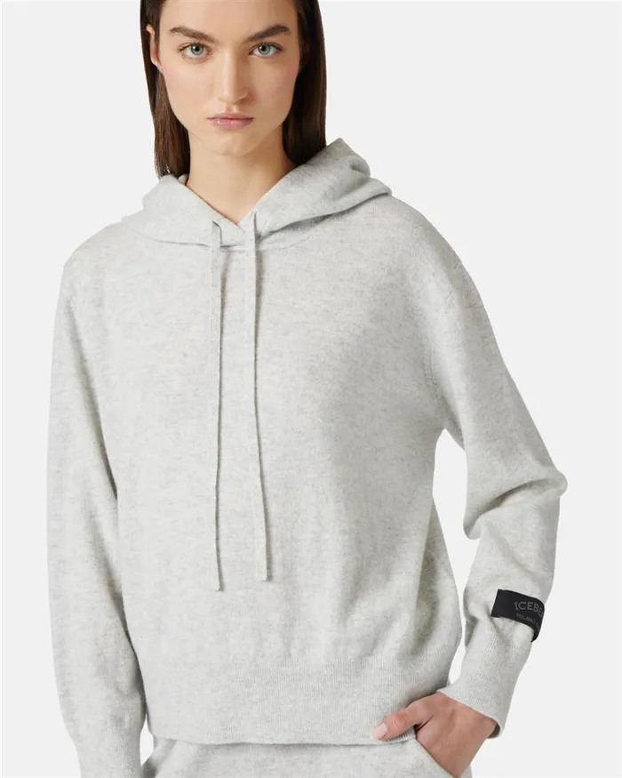 Women KNITWEAR Iceberg Stockinette Sweater With Hood Women KNITWEAR Iceberg Stockinette Sweater With Hood