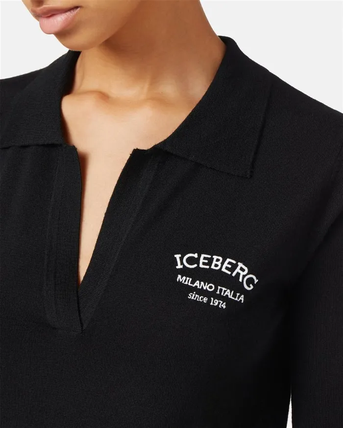 Women KNITWEAR Iceberg Wool Polo Sweater With Iceberg Embroidery Women KNITWEAR Iceberg Wool Polo Sweater With Iceberg Embroidery