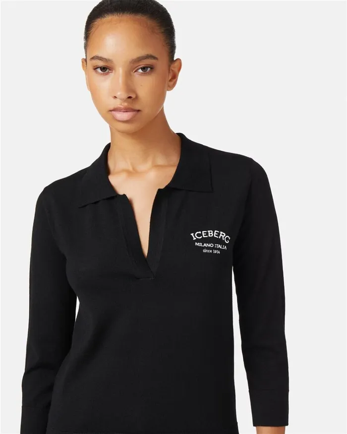 Women KNITWEAR Iceberg Wool Polo Sweater With Iceberg Embroidery Women KNITWEAR Iceberg Wool Polo Sweater With Iceberg Embroidery