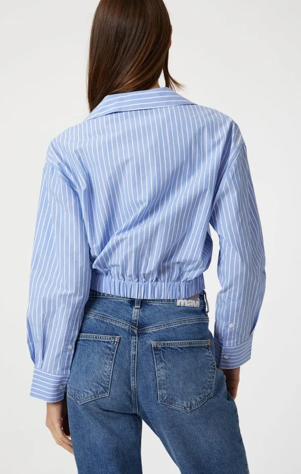 Women Knot Front Long Sleeve Shirt In Blue Striped Mavi Jeans Tops and TShirts Women Knot Front Long Sleeve Shirt In Blue Striped Mavi Jeans Tops and TShirts