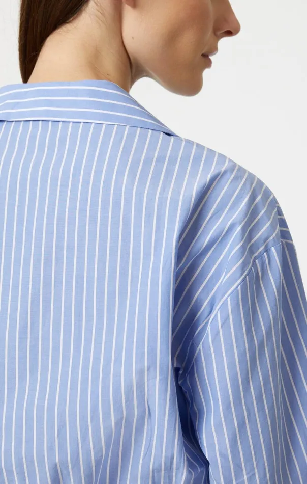 Women Knot Front Long Sleeve Shirt In Blue Striped Mavi Jeans Tops and TShirts Women Knot Front Long Sleeve Shirt In Blue Striped Mavi Jeans Tops and TShirts