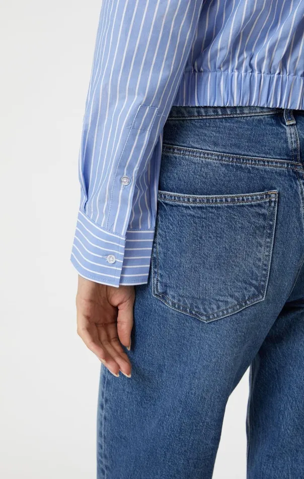 Women Knot Front Long Sleeve Shirt In Blue Striped Mavi Jeans Tops and TShirts Women Knot Front Long Sleeve Shirt In Blue Striped Mavi Jeans Tops and TShirts