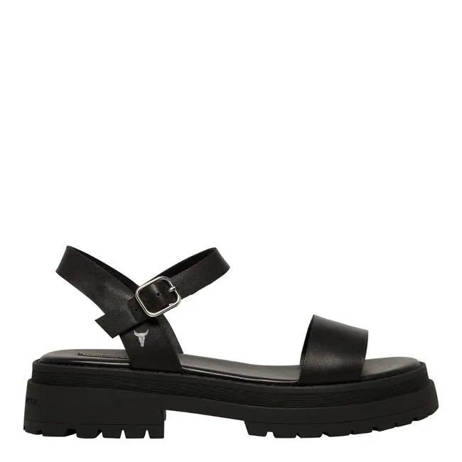 Women Linger Black Leather Sandals Windsor Smith Sandals