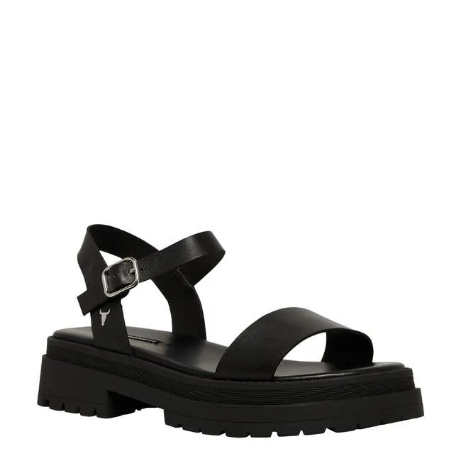 Women Linger Black Leather Sandals Windsor Smith Sandals