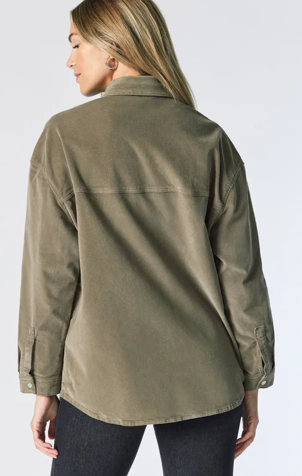 Women Livia Oversized Denim Shirt In Aloe Cord Mavi Jeans Jackets