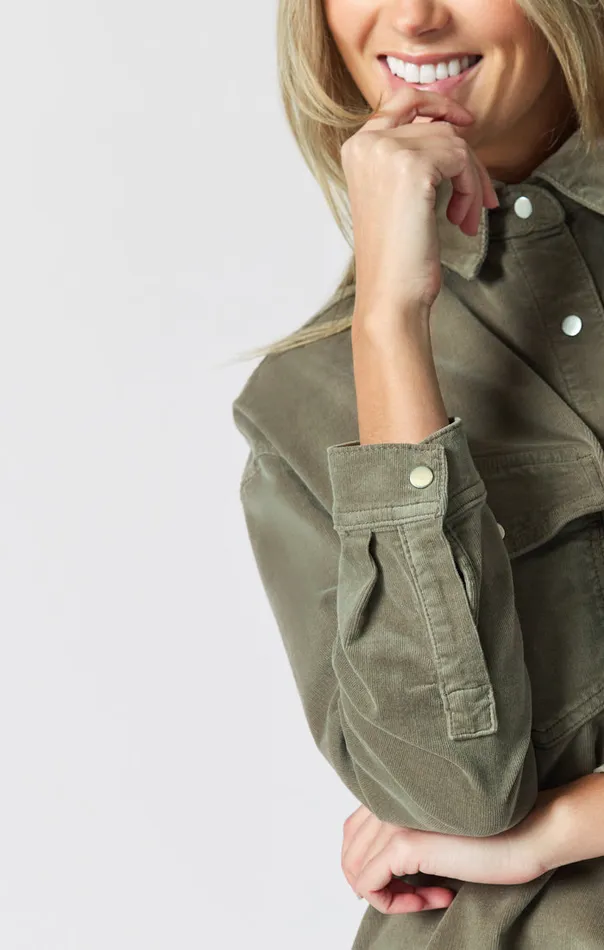Women Livia Oversized Denim Shirt In Aloe Cord Mavi Jeans Jackets