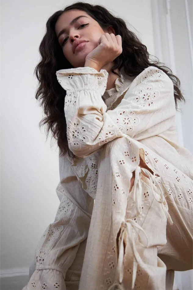 Women Lollys Laundry Blouses Tshirts DavenportLL Blouse LS Ecru