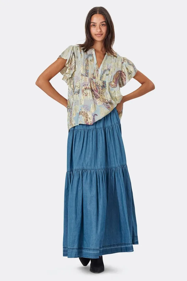 Women Lollys Laundry Blouses Tshirts IsabelLL Top SL Light Blue