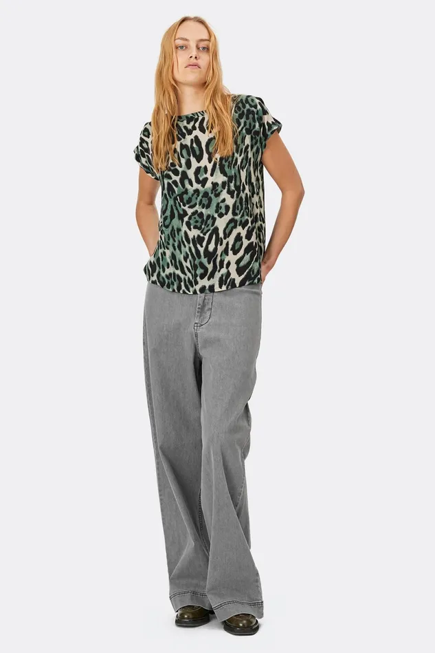 Women Lollys Laundry Blouses Tshirts Krystal Top Leopard Print