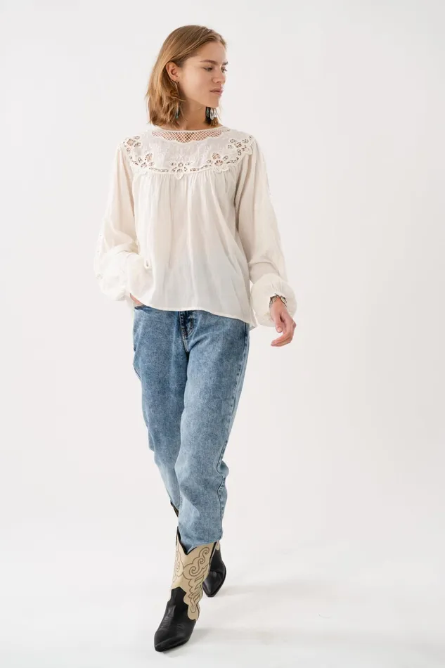 Women Lollys Laundry Blouses Tshirts MayLL Blouse LS Creme