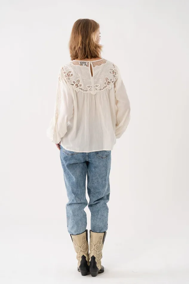 Women Lollys Laundry Blouses Tshirts MayLL Blouse LS Creme