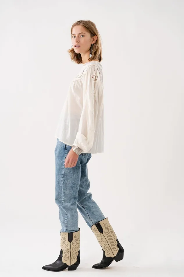 Women Lollys Laundry Blouses Tshirts MayLL Blouse LS Creme