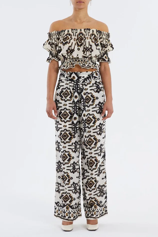Women Lollys Laundry Blouses Tshirts Wells Crop Top Aztec Print