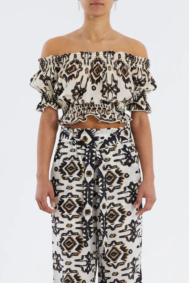 Women Lollys Laundry Blouses Tshirts Wells Crop Top Aztec Print
