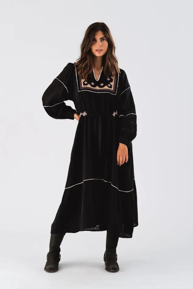 Women Lollys Laundry Dresses LatourLL Maxi Dress LS Black
