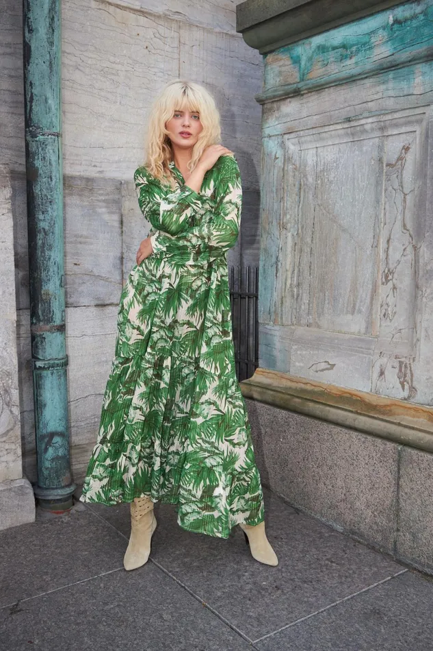 Women Lollys Laundry Dresses NeeLL Maxi Dress LS Green