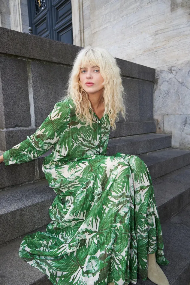 Women Lollys Laundry Dresses NeeLL Maxi Dress LS Green