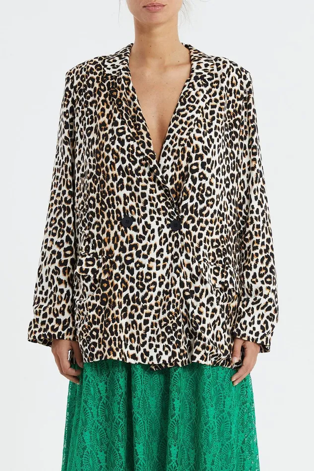 Women Lollys Laundry Jackets and Coats Jolie Blazer Leopard Print