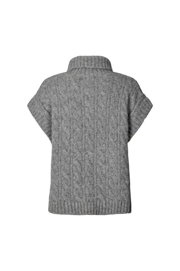 Women Lollys Laundry Knitwear FresnoLL Knit Vest SL Dark Grey Melange