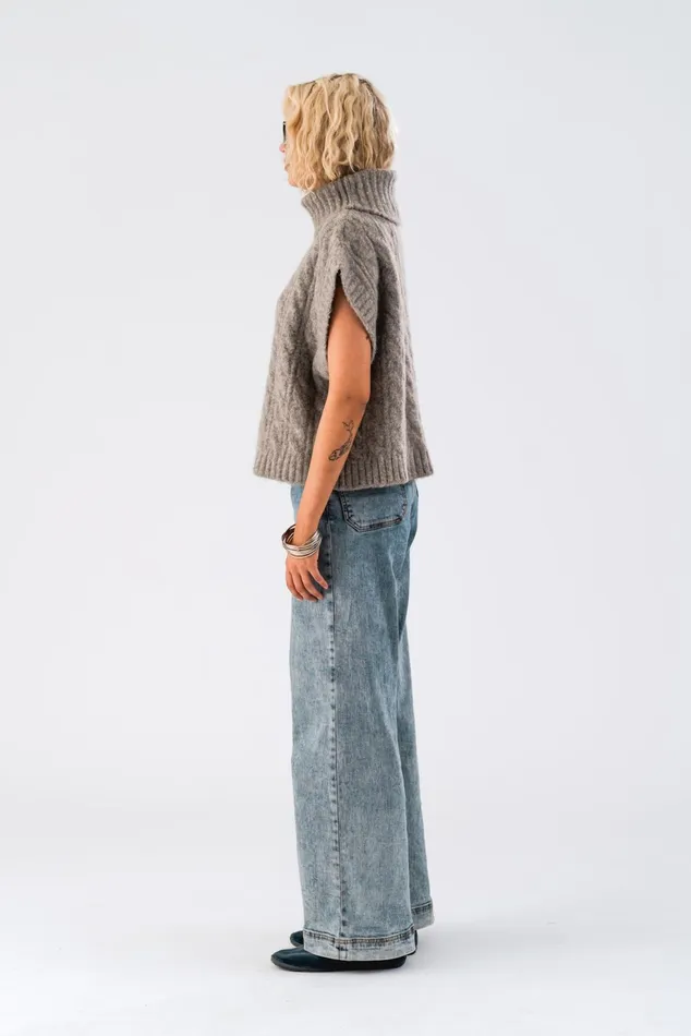 Women Lollys Laundry Knitwear FresnoLL Knit Vest SL Dark Grey Melange