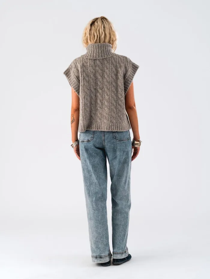 Women Lollys Laundry Knitwear FresnoLL Knit Vest SL Dark Grey Melange