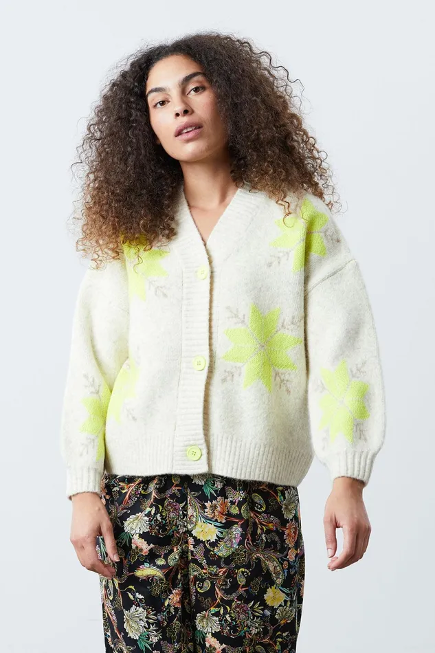 Women Lollys Laundry Knitwear Paisley Cardigan Creme