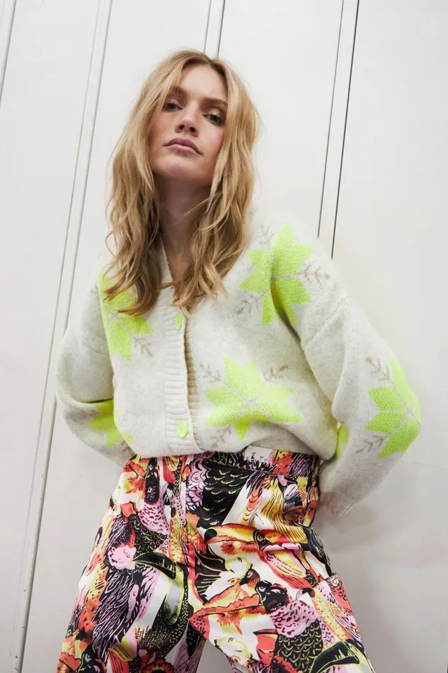 Women Lollys Laundry Knitwear Paisley Cardigan Creme