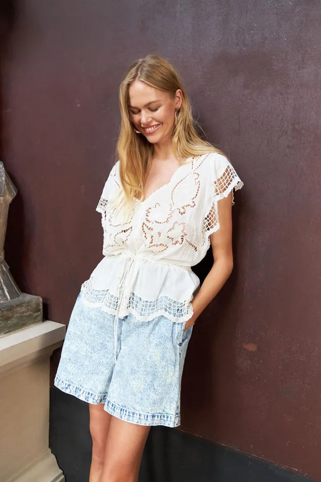 Women Lollys Laundry Pants Shorts Blanca Shorts Dusty Blue