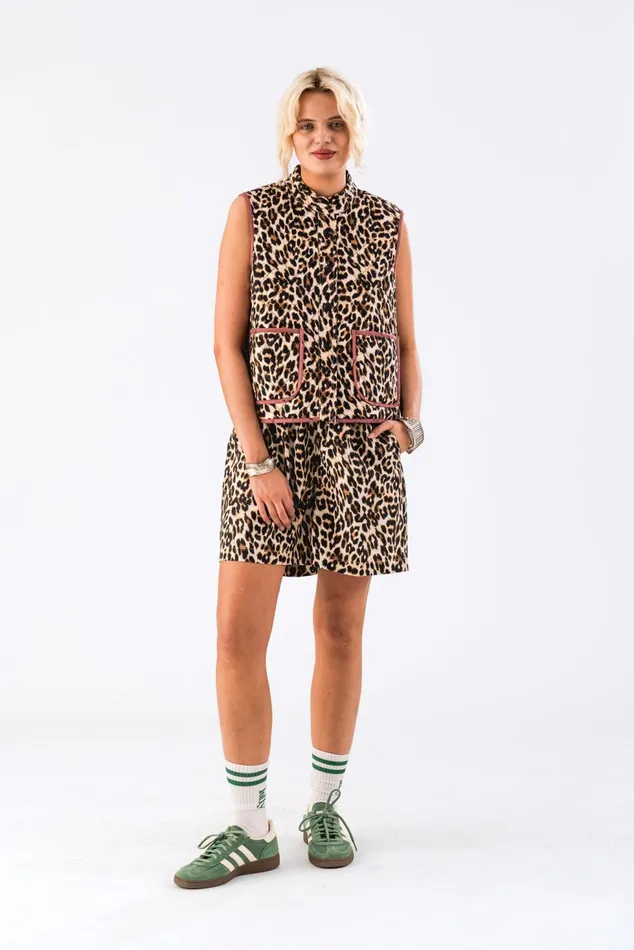 Women Lollys Laundry Quilt CairoLL Quilted Vest Leopard Print
