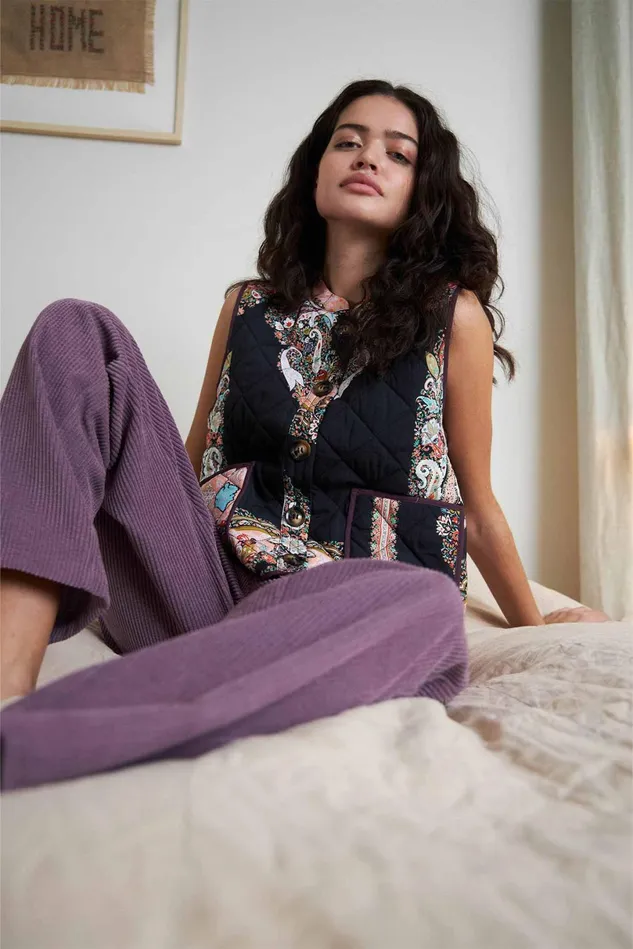 Women Lollys Laundry Quilt CairoLL Vest SL Flower Print