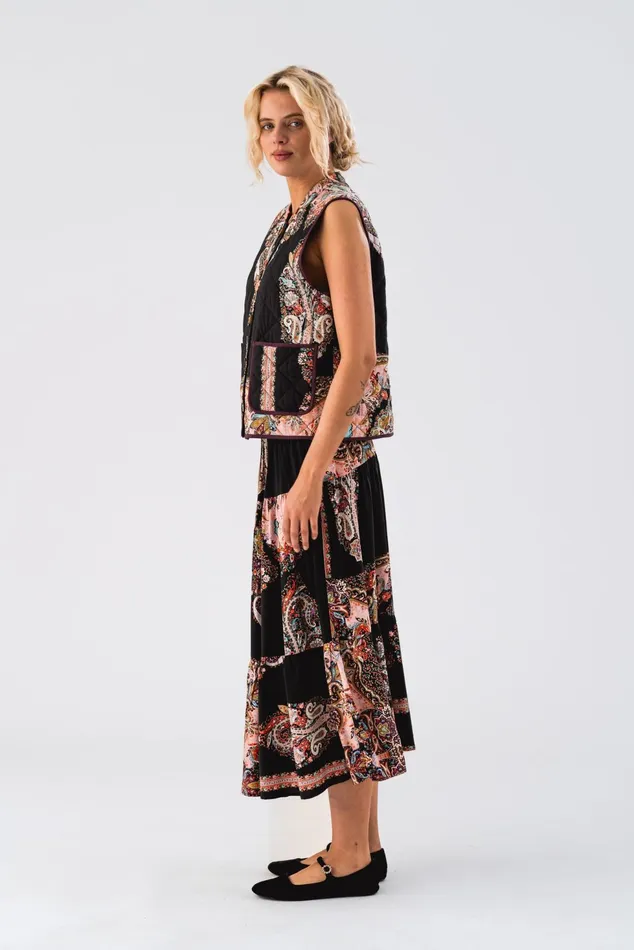 Women Lollys Laundry Quilt CairoLL Vest SL Flower Print