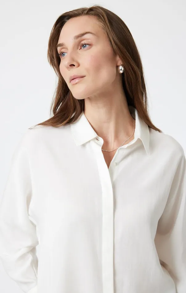 Women Long Sleeve Tencel Shirt In Antique White Mavi Jeans Shirts Women Long Sleeve Tencel Shirt In Antique White Mavi Jeans Shirts