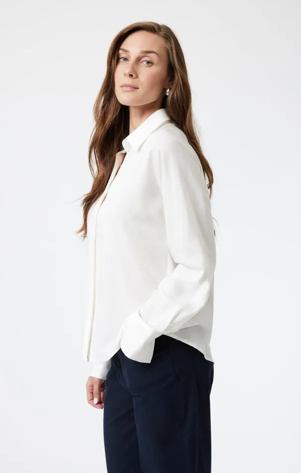Women Long Sleeve Tencel Shirt In Antique White Mavi Jeans Shirts Women Long Sleeve Tencel Shirt In Antique White Mavi Jeans Shirts