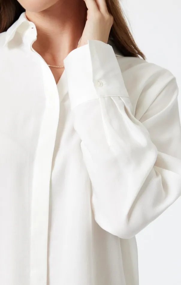 Women Long Sleeve Tencel Shirt In Antique White Mavi Jeans Shirts Women Long Sleeve Tencel Shirt In Antique White Mavi Jeans Shirts