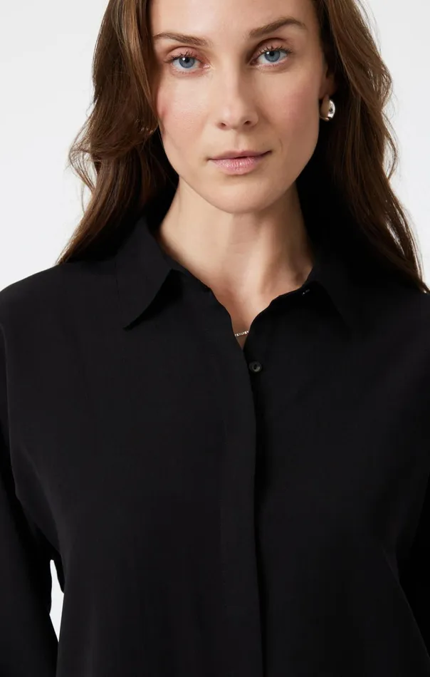 Women Long Sleeve Tencel Shirt In Black Mavi Jeans Shirts Women Long Sleeve Tencel Shirt In Black Mavi Jeans Shirts