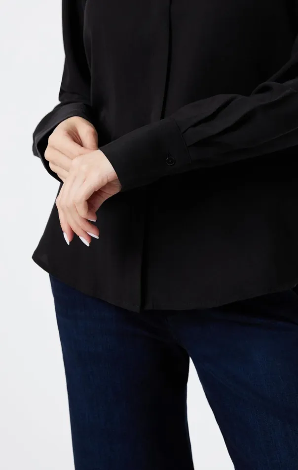 Women Long Sleeve Tencel Shirt In Black Mavi Jeans Shirts Women Long Sleeve Tencel Shirt In Black Mavi Jeans Shirts