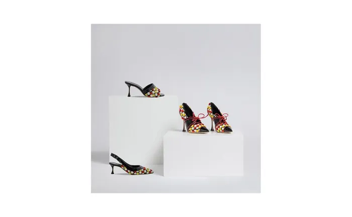 Women Low Heels Manolo Blahnik TONATA Monochrome Snakeskin Checkerboard Slingback Pumps Women Low Heels Manolo Blahnik TONATA Monochrome Snakeskin Checkerboard Slingback Pumps