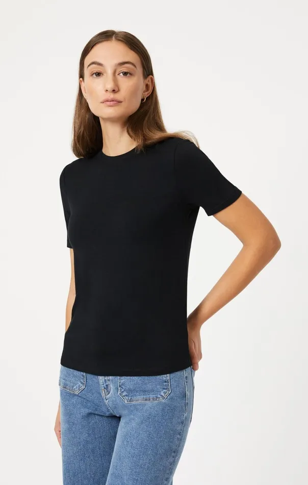 Women Luxe Crew Neck TShirt In Black Mavi Jeans Tops and TShirts